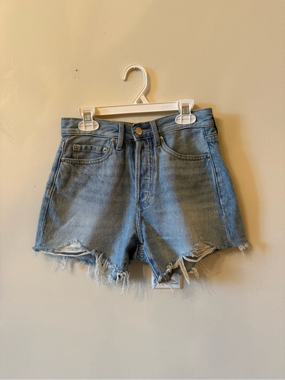 Dynamite Light Blue Distressed Denim Cutoff Shorts